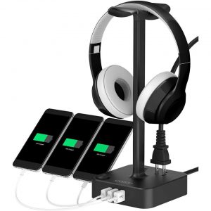 Gaming Headset Holder Hanger with 5 USB Charging Station